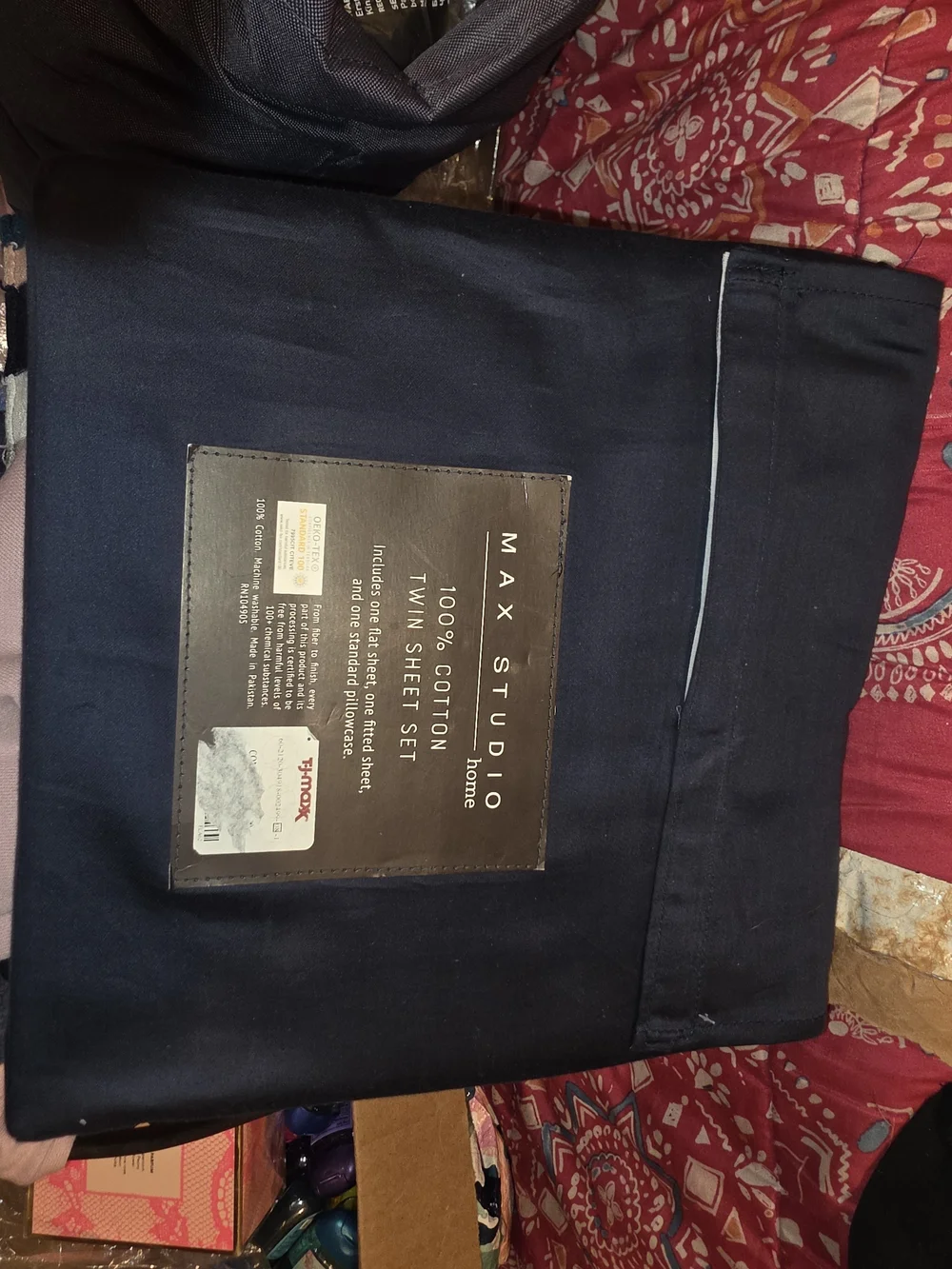 Max Studio Navy Blue Twin Sheet Set